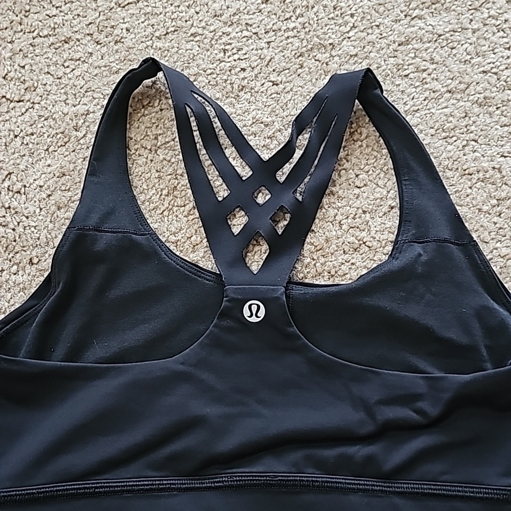 Lululemon Black Longline Crisscross Racerback Sports Bra Size 6 - Picture 4 of 5